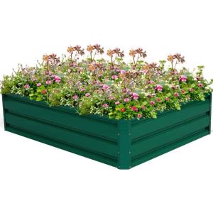 imageGRAFFY Steel Raised Garden Bed Reinforced Plant Growing Container for Vegetable Flower Herb Plants Outdoor Grass Patio Lawn Garden Beds Box 47quot L x 355quot W x 120quot H47L x 355W x 120H