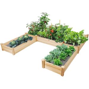 imageGRAFFY UShaped Wooden Raised Garden Beds Outdoor Wood Elevated Planter Box Garden Container for Vegetable Flower Planting Bed for Grass Lawn Patio Backyard