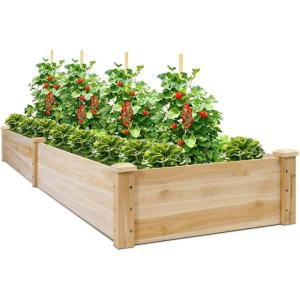 imageGRAFFY Wood Raised Garden Bed Elevated Planter Box Outdoor Flower Vegetable Bed Planting Container for Vegetable Flower Herb for Grass Lawn Patio Backyard 97quot L x 25quot W x 10quot H