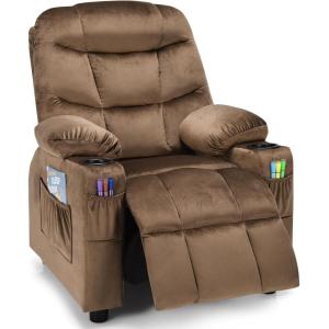 imageKids Recliner Kids Recliner Chair w 2 Cup Holders PU Leather Chairs Comfy wAdjustable Backrest ampamp 3 Pockets Toddler Furniture Sofa for Boys Girls Aged 3Earthy Brown