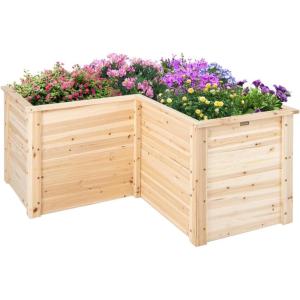 imageRaised Garden Bed LShaped Deep Planter Box with OpenEnded Base Outdoor Elevated Planter for Garden Patio Flowers Vegetables Backyard