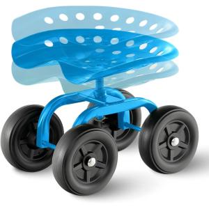 imageRolling Garden Seat Garden Cart with 360 Swivel Work Seat ampamp Adjustable Height Heavy Duty Garden Seat with Wheels for Lawn Yard Patio Greenhouse Planting Cleaning GreenBlue