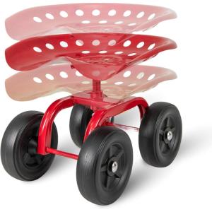 imageRolling Garden Seat Garden Cart with 360 Swivel Work Seat ampamp Adjustable Height Heavy Duty Garden Seat with Wheels for Lawn Yard Patio Greenhouse Planting Cleaning GreenRed