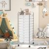 image10Drawer Rolling Storage Cart Trolley wLockable 360 Wheels 10 Removable PP Drawers Sturdy Metal Frame Rolling Utility Cart Perfect for Home Office Classroom ClearClear