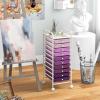 image10Drawer Rolling Storage Cart Trolley wLockable 360 Wheels 10 Removable PP Drawers Sturdy Metal Frame Rolling Utility Cart Perfect for Home Office Classroom ClearGradient Purple