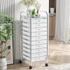image10Drawer Rolling Storage Cart Trolley wLockable 360 Wheels 10 Removable PP Drawers Sturdy Metal Frame Rolling Utility Cart Perfect for Home Office Classroom ClearClear