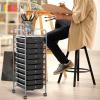image10Drawer Rolling Storage Cart Trolley wLockable 360 Wheels 10 Removable PP Drawers Sturdy Metal Frame Rolling Utility Cart Perfect for Home Office Classroom ClearBlack