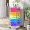 image10Drawer Rolling Storage Cart Trolley wLockable 360 Wheels 10 Removable PP Drawers Sturdy Metal Frame Rolling Utility Cart Perfect for Home Office Classroom ClearRainbow