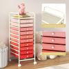 image10Drawer Rolling Storage Cart Trolley wLockable 360 Wheels 10 Removable PP Drawers Sturdy Metal Frame Rolling Utility Cart Perfect for Home Office Classroom ClearMixed Pink
