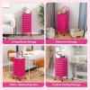 image10Drawer Rolling Storage Cart Trolley wLockable 360 Wheels 10 Removable PP Drawers Sturdy Metal Frame Rolling Utility Cart Perfect for Home Office Classroom ClearHot Pink