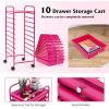 image10Drawer Rolling Storage Cart Trolley wLockable 360 Wheels 10 Removable PP Drawers Sturdy Metal Frame Rolling Utility Cart Perfect for Home Office Classroom ClearHot Pink