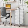 image10Drawer Rolling Storage Cart Trolley wLockable 360 Wheels 10 Removable PP Drawers Sturdy Metal Frame Rolling Utility Cart Perfect for Home Office Classroom ClearClear