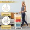 image10Drawer Rolling Storage Cart Trolley wLockable 360 Wheels 10 Removable PP Drawers Sturdy Metal Frame Rolling Utility Cart Perfect for Home Office Classroom ClearMacaron