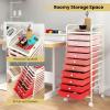 image10Drawer Rolling Storage Cart Trolley wLockable 360 Wheels 10 Removable PP Drawers Sturdy Metal Frame Rolling Utility Cart Perfect for Home Office Classroom ClearMixed Pink