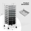 image10Drawer Rolling Storage Cart Trolley wLockable 360 Wheels 10 Removable PP Drawers Sturdy Metal Frame Rolling Utility Cart Perfect for Home Office Classroom ClearMixed Black