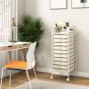 image10Drawer Rolling Storage Cart Trolley wLockable 360 Wheels 10 Removable PP Drawers Sturdy Metal Frame Rolling Utility Cart Perfect for Home Office Classroom ClearIvory