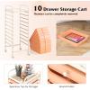 image10Drawer Rolling Storage Cart Trolley wLockable 360 Wheels 10 Removable PP Drawers Sturdy Metal Frame Rolling Utility Cart Perfect for Home Office Classroom ClearPeach Fuzz