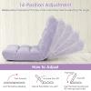 image14Position Lazy Sofa Chair with Soft Coral Fleece Folding Gaming Chair Couch Recliner Floor Seat for Reading Meditating Yoga Gaming PinkLight Purple