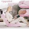 image14Position Lazy Sofa Chair with Soft Coral Fleece Folding Gaming Chair Couch Recliner Floor Seat for Reading Meditating Yoga Gaming PinkPale Pink