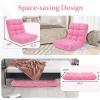 image14Position Lazy Sofa Chair with Soft Coral Fleece Folding Gaming Chair Couch Recliner Floor Seat for Reading Meditating Yoga Gaming PinkPink