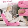 image14Position Lazy Sofa Chair with Soft Coral Fleece Folding Gaming Chair Couch Recliner Floor Seat for Reading Meditating Yoga Gaming PinkPink