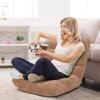 image14Position Lazy Sofa Chair with Soft Coral Fleece Folding Gaming Chair Couch Recliner Floor Seat for Reading Meditating Yoga Gaming PinkTan
