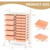 image15 Drawers Rolling Storage Cart Utility Tools Paper Organizer Mobile Storage Organizer with Wheels Art Cart Organizer for Kids Craft Storage Cart for Office School Home ClearPeach