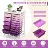 image15 Drawers Rolling Storage Cart Utility Tools Paper Organizer Mobile Storage Organizer with Wheels Art Cart Organizer for Kids Craft Storage Cart for Office School Home ClearGradient Purple