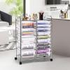 image15 Drawers Rolling Storage Cart Utility Tools Paper Organizer Mobile Storage Organizer with Wheels Art Cart Organizer for Kids Craft Storage Cart for Office School Home ClearClear