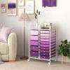 image15 Drawers Rolling Storage Cart Utility Tools Paper Organizer Mobile Storage Organizer with Wheels Art Cart Organizer for Kids Craft Storage Cart for Office School Home ClearGradient Purple