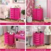 image15 Drawers Rolling Storage Cart Utility Tools Paper Organizer Mobile Storage Organizer with Wheels Art Cart Organizer for Kids Craft Storage Cart for Office School Home ClearHot Pink