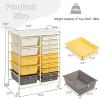 image15 Drawers Rolling Storage Cart Utility Tools Paper Organizer Mobile Storage Organizer with Wheels Art Cart Organizer for Kids Craft Storage Cart for Office School Home ClearYellow