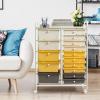 image15 Drawers Rolling Storage Cart Utility Tools Paper Organizer Mobile Storage Organizer with Wheels Art Cart Organizer for Kids Craft Storage Cart for Office School Home ClearYellow