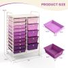 image15 Drawers Rolling Storage Cart Utility Tools Paper Organizer Mobile Storage Organizer with Wheels Art Cart Organizer for Kids Craft Storage Cart for Office School Home ClearGradient Purple