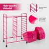 image15 Drawers Rolling Storage Cart Utility Tools Paper Organizer Mobile Storage Organizer with Wheels Art Cart Organizer for Kids Craft Storage Cart for Office School Home ClearHot Pink