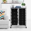 image15 Drawers Rolling Storage Cart Utility Tools Paper Organizer Mobile Storage Organizer with Wheels Art Cart Organizer for Kids Craft Storage Cart for Office School Home ClearBlack