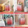 image15 Drawers Rolling Storage Cart Utility Tools Paper Organizer Mobile Storage Organizer with Wheels Art Cart Organizer for Kids Craft Storage Cart for Office School Home ClearGradient Pink