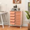 image15 Drawers Rolling Storage Cart Utility Tools Paper Organizer Mobile Storage Organizer with Wheels Art Cart Organizer for Kids Craft Storage Cart for Office School Home ClearPeach