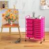 image15 Drawers Rolling Storage Cart Utility Tools Paper Organizer Mobile Storage Organizer with Wheels Art Cart Organizer for Kids Craft Storage Cart for Office School Home ClearHot Pink