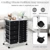 image15 Drawers Rolling Storage Cart Utility Tools Paper Organizer Mobile Storage Organizer with Wheels Art Cart Organizer for Kids Craft Storage Cart for Office School Home ClearBlack