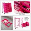 image15 Drawers Rolling Storage Cart Utility Tools Paper Organizer Mobile Storage Organizer with Wheels Art Cart Organizer for Kids Craft Storage Cart for Office School Home ClearHot Pink