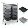 image15 Drawers Rolling Storage Cart Utility Tools Paper Organizer Mobile Storage Organizer with Wheels Art Cart Organizer for Kids Craft Storage Cart for Office School Home ClearGradient Grey