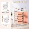 image15 Drawers Rolling Storage Cart Utility Tools Paper Organizer Mobile Storage Organizer with Wheels Art Cart Organizer for Kids Craft Storage Cart for Office School Home ClearPeach