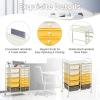 image15 Drawers Rolling Storage Cart Utility Tools Paper Organizer Mobile Storage Organizer with Wheels Art Cart Organizer for Kids Craft Storage Cart for Office School Home ClearYellow