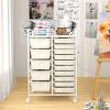 image15 Drawers Rolling Storage Cart Utility Tools Paper Organizer Mobile Storage Organizer with Wheels Art Cart Organizer for Kids Craft Storage Cart for Office School Home ClearWhite