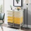 image15 Drawers Rolling Storage Cart Utility Tools Paper Organizer Mobile Storage Organizer with Wheels Art Cart Organizer for Kids Craft Storage Cart for Office School Home ClearYellow