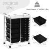 image15 Drawers Rolling Storage Cart Utility Tools Paper Organizer Mobile Storage Organizer with Wheels Art Cart Organizer for Kids Craft Storage Cart for Office School Home ClearBlack
