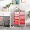 image15 Drawers Rolling Storage Cart Utility Tools Paper Organizer Mobile Storage Organizer with Wheels Art Cart Organizer for Kids Craft Storage Cart for Office School Home ClearGradient Pink