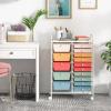 image15 Drawers Rolling Storage Cart Utility Tools Paper Organizer Mobile Storage Organizer with Wheels Art Cart Organizer for Kids Craft Storage Cart for Office School Home ClearMacaron