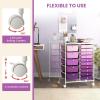 image15 Drawers Rolling Storage Cart Utility Tools Paper Organizer Mobile Storage Organizer with Wheels Art Cart Organizer for Kids Craft Storage Cart for Office School Home ClearGradient Purple